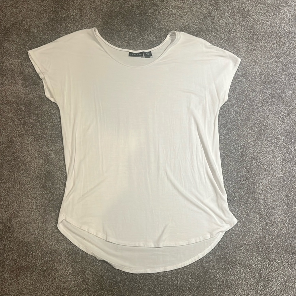Tahari white short sleeve shirt, sz M